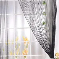Pindia Set of 2 Black 7FT Decorative Polyester String Room Divider Thread Curtain - 7FT, Black-thumb1