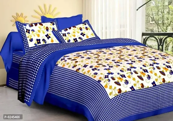 Comfortable Cotton Abstract Queen Size Bedsheet with Two Pillow Covers