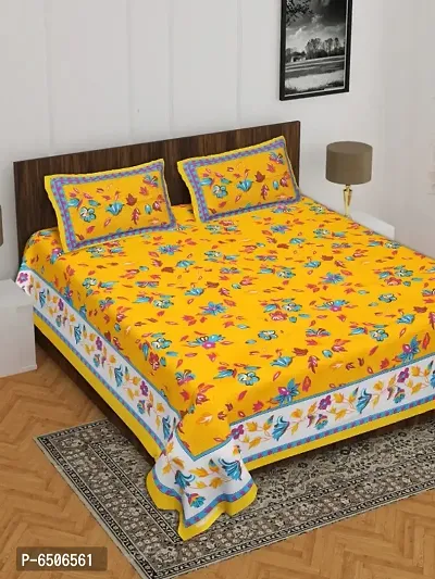 Jaipuri Sanganeri Rajasthani Cotton Beautiful Double Bedsheet With 2 Pillow Covers