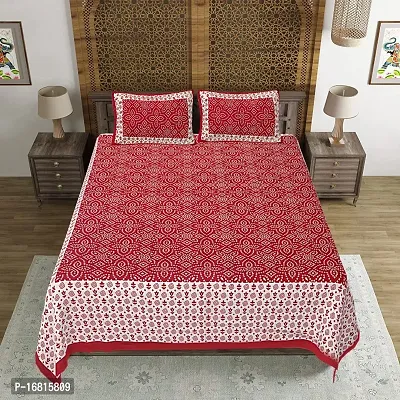 Jaipuri Printed Cotton Double Bedsheet With 2 Pillow Covers