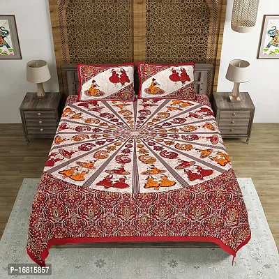 Jaipuri Printed Cotton Double Bedsheet With 2 Pillow Covers