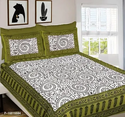 Jaipuri Printed Cotton Double Bedsheet With 2 Pillow Covers