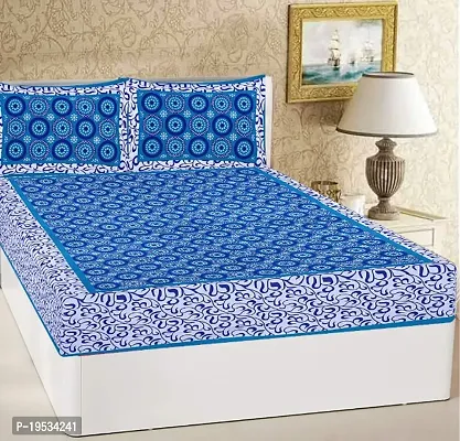 Jaipuri Printed Cotton Double Bedsheet With 2 Pillow Covers
