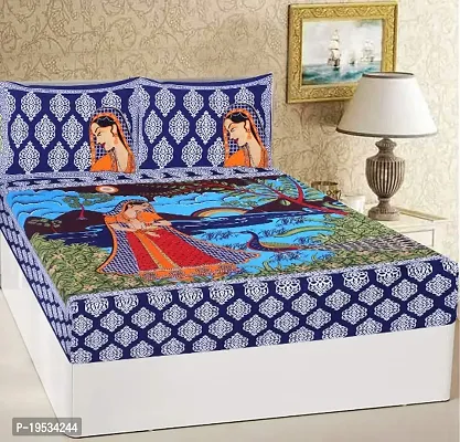 Jaipuri Printed Cotton Double Bedsheet With 2 Pillow Covers-thumb0