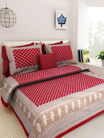 Ethnic Printed Cotton Bed-sheet with Pillow covers