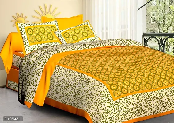Cotton Printed Double Bedsheet with Pillow Covers
