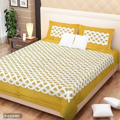 Cotton Printed Double Bedsheet with Pillow Covers-thumb0