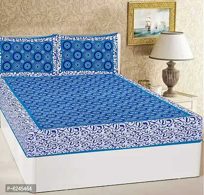 Comfortable Cotton Abstract Queen Size Bedsheet with Two Pillow Covers