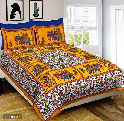 Pure Cotton Double Bedsheet With Pillow Covers-thumb0