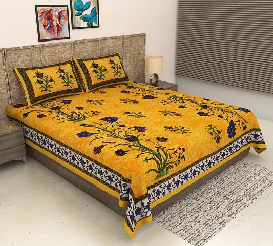 Cotton Printed Double Bedsheet with 2 Pillow Covers