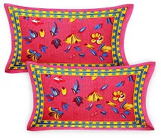 Jaipuri Sanganeri Rajasthani Cotton Beautiful Double Bedsheet With 2 Pillow Covers-thumb1