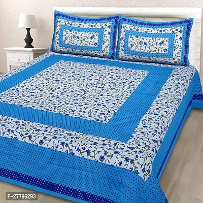 Fancy Cotton Double Printed Bedsheet With 2 Pillow Covers-thumb0