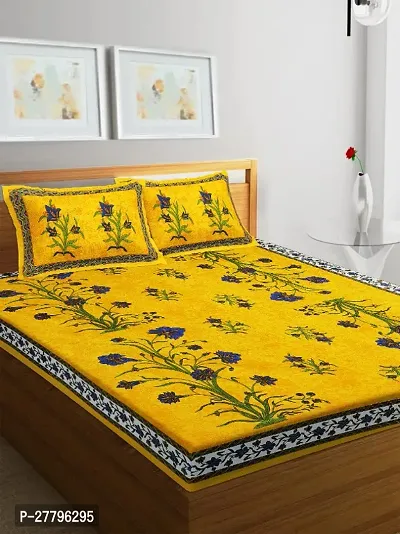 Fancy Cotton Double Printed Bedsheet With 2 Pillow Covers-thumb0