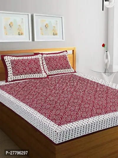 Fancy Cotton Double Printed Bedsheet With 2 Pillow Covers-thumb0