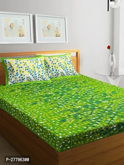 Fancy Cotton Double Printed Bedsheet With 2 Pillow Covers-thumb0