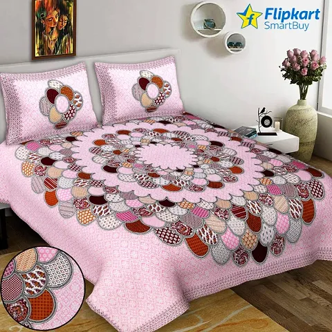 Hand Block Printed King Size Bedsheets (92*108 Inch)