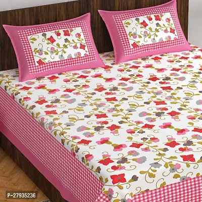 Fancy Cotton Double Printed Bedsheet With 2 Pillow Covers-thumb0