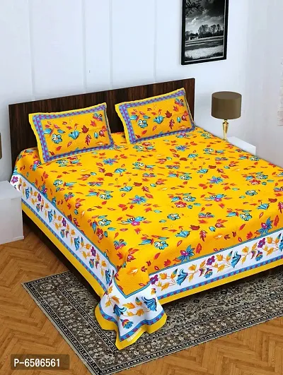 Jaipuri Sanganeri Rajasthani Cotton Beautiful Double Bedsheet With 2 Pillow Covers-thumb4