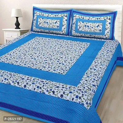 Jaipuri Printed Cotton Double Bedsheet With 2 Pillow Covers-thumb0