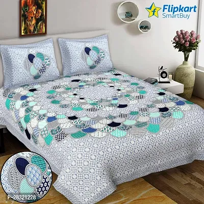 Jaipuri Printed Cotton Double Bedsheet With 2 Pillow Covers