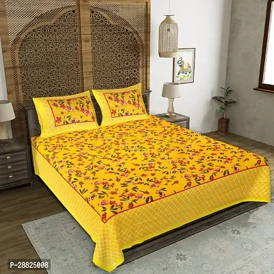 Jaipuri Printed Cotton Double Bedsheet With 2 Pillow Covers-thumb0