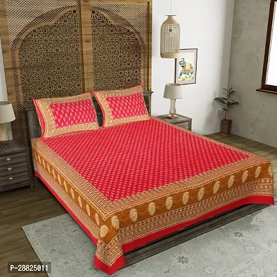 Jaipuri Printed Cotton Double Bedsheet With 2 Pillow Covers-thumb0