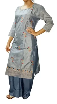 A-Line Multicoloured Embroidered Cotton Blend Kurta-thumb2