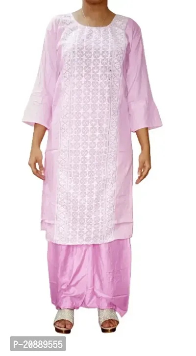 Straight Cotton Blend Embroidered Kurta Set for women