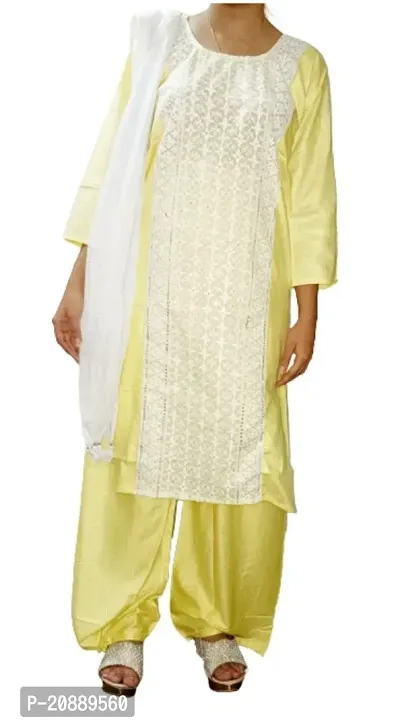 Straight Cotton Blend Embroidered Kurta Set for women