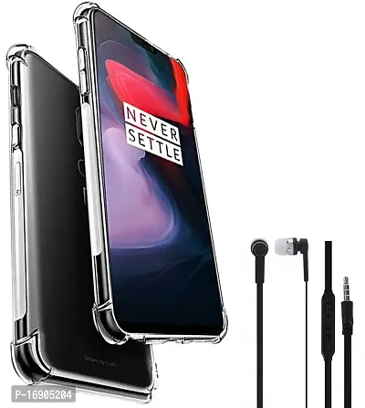 RRTBZ Transparent TPU Cover Compatible for OnePlus 6 with Earphone