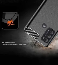 RRTBZ Carbon Fiber Hybrid Armor Shock Proof TPU Back Case Cover Compatible for Motorola Moto G60 / Moto G40 Fusion -Black-thumb2