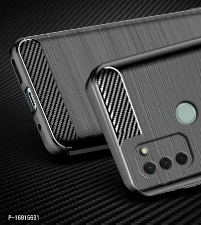 RRTBZ Carbon Fiber Shock Proof TPU Back Case Cover Compatible for Nokia C31 with Screen Guard -Black-thumb5