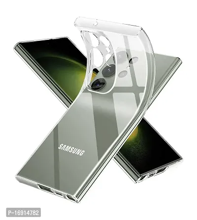 RRTBZ Soft Silicone TPU Flexible Back Cover Compatible for Samsung Galaxy S23 Ultra 5G (Transparent)-thumb3