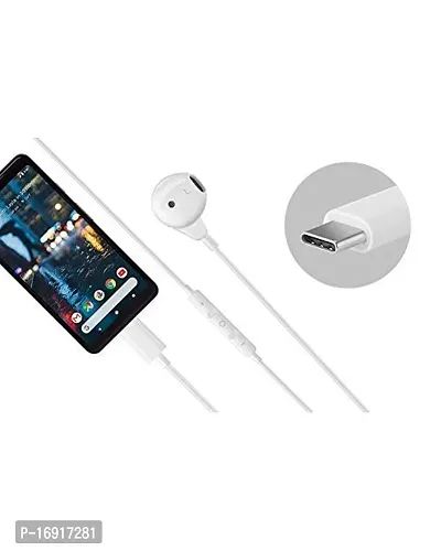 RRTBZ Type C Wired In Ear Earphones with Type C Port Compatible with Oppo Reno 7 Pro / Reno7 Pro (White)-thumb3