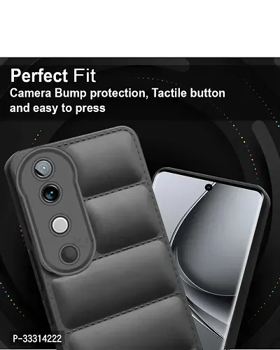 Vivo V40 V40 Pro T3 Ultra Matte Soft Case Liquid Silicon Puff Case with Camera Protection Compatible for Vivo V40 5G V40 Pro 5G T3 Ultra 5G with Earphone Black-thumb4