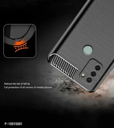 RRTBZ Carbon Fiber Shock Proof TPU Back Case Cover Compatible for Nokia C31 with Screen Guard -Black-thumb3