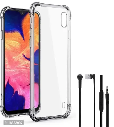 RRTBZ Transparent Soft Silicone TPU Flexible Back Cover Compatible for Samsung Galaxy A10 with Earphone-thumb0