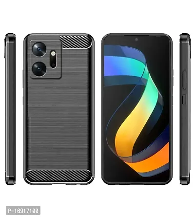 RRTBZ Carbon Fiber Hybrid Armor TPU Back Case Cover Compatible for Infinix Zero 20 -Black-thumb2