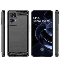 RRTBZ Carbon Fiber Hybrid Armor Shockproof TPU Back Case Cover for Oppo Reno7 Pro 5G / Reno 7 Pro -Black-thumb1