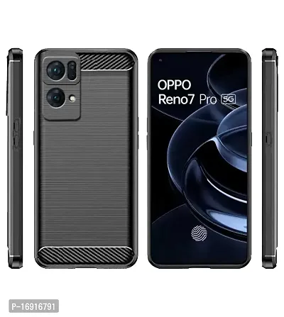 RRTBZ Carbon Fiber Hybrid Armor Shockproof TPU Back Case Cover for Oppo Reno7 Pro 5G / Reno 7 Pro -Black-thumb2