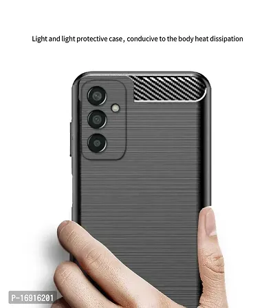 RRTBZ Carbon Fiber Armor Shock Proof TPU Back Case Cover Compatible for Samsung Galaxy F13 -Black-thumb4