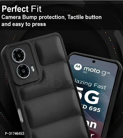 Silicon Puff Case with Camera Protection Compatible for Moto G34 5G,Motorola G34 5G -Black-thumb3