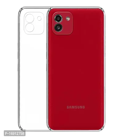 RRTBZ Transparent Soft Silicone TPU Flexible Back Cover Compatible for Samsung Galaxy A03