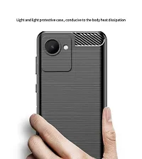 RRTBZ Carbon Fiber Armor Shock Proof TPU Back Case Cover Compatible for Realme C30 -Black-thumb3