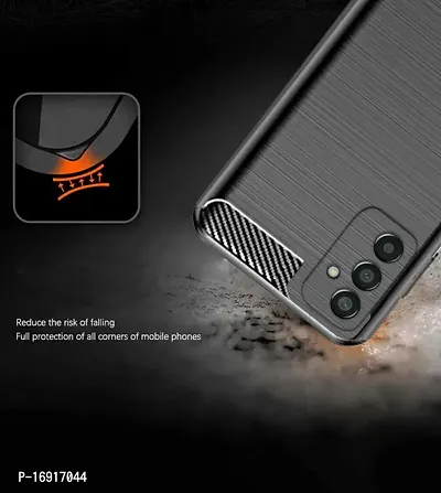 RRTBZ Carbon Fiber Hybrid Armor TPU Back Case Cover Compatible for Samsung Galaxy F13 -Black-thumb3