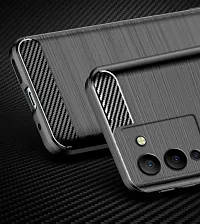 RRTBZ Carbon Fiber Hybrid Armor TPU Back Case Cover Compatible for Infinix Note 12 Turbo -Black-thumb4