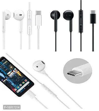 RRTBZ Type C Earphones with Type C Wired Earphone with Mic, Rich Bass and Noise Isolation Compatible with Oppo Reno 7 Pro / Reno7 Pro (Black)-thumb3