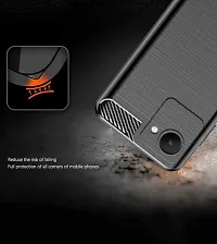 RRTBZ Carbon Fiber Hybrid Armor TPU Back Case Cover Compatible for Realme C30 -Black-thumb2