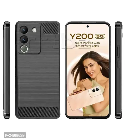 Stylish Silicon Back Cover Compatible For Vivo Y200 5G -Black-thumb2