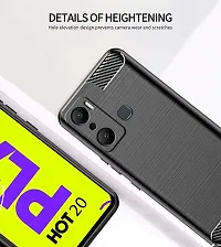 RRTBZ Carbon Fiber Shockproof TPU Back Case Cover Compatible for Infinix Hot 20 Play -Black-thumb2